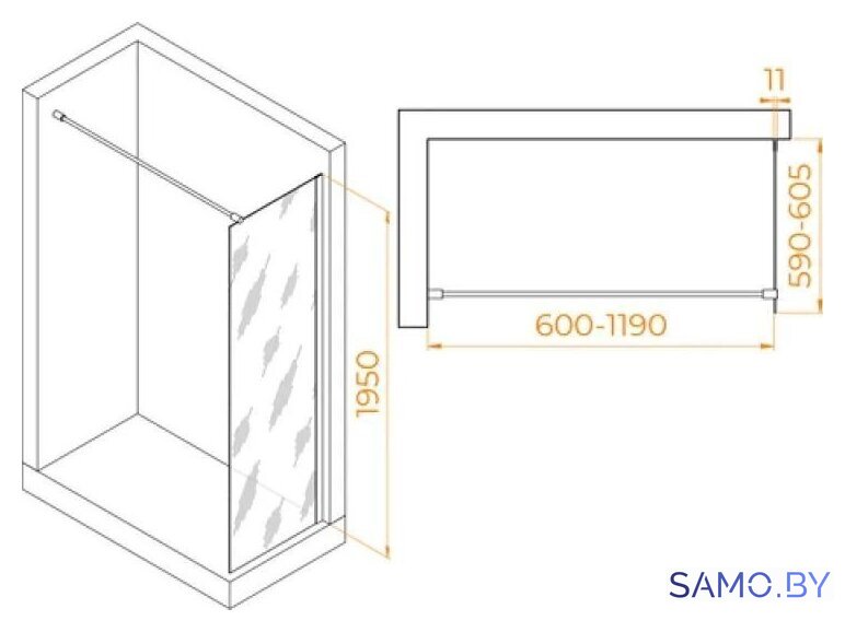 Душевая стенка RGW WA-002B 35100206-24 - Изображение №2 — Интернет-магазин samo.by