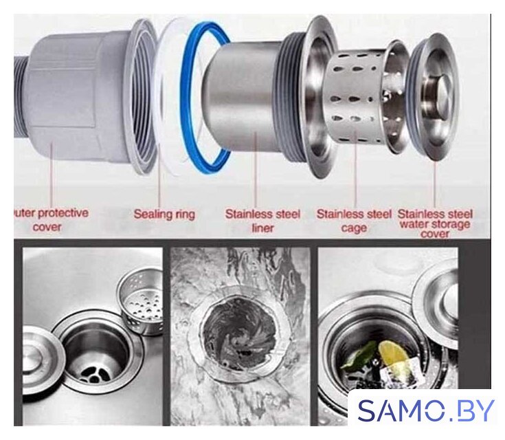 Кухонная мойка Roxen Vespa 560230-70L сатин (с коландером и дозатором) - Изображение №12 — Интернет-магазин samo.by