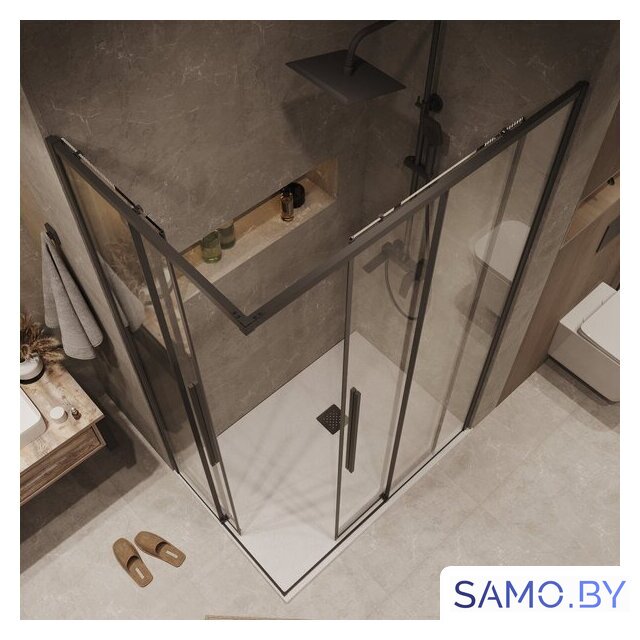 Душевой уголок Grossman Galaxy 100x100x195 300.K33.01.1010.21.00 (черный матовый/прозрачное стекло) - Изображение №10 — Интернет-магазин samo.by