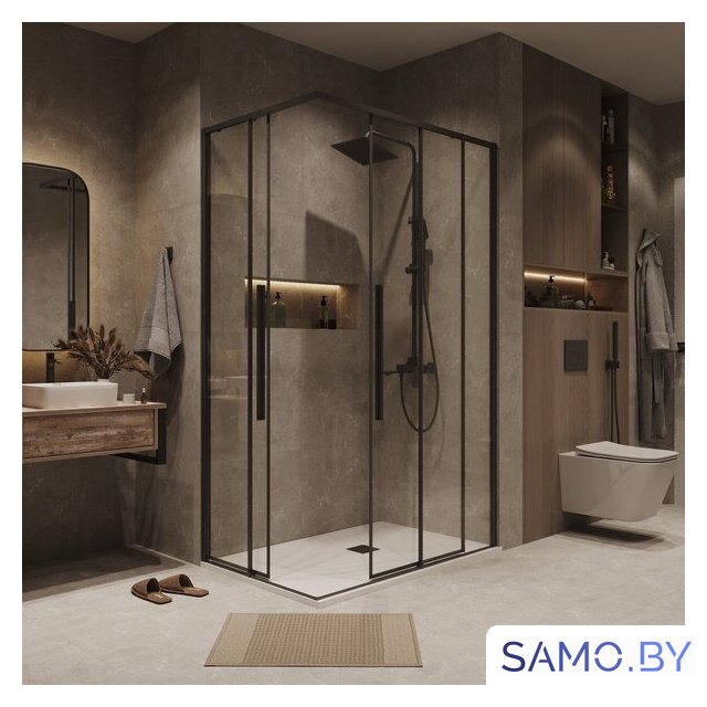Душевой уголок Grossman Galaxy 100x100x195 300.K33.01.1010.21.00 (черный матовый/прозрачное стекло) - Изображение №8 — Интернет-магазин samo.by