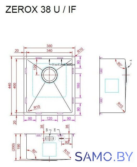 Кухонная мойка ZorG Zerox 38 U / IF Steel - Изображение №4 — Интернет-магазин samo.by