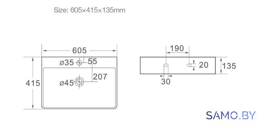 Умывальник SantiLine SL-1003MB - Изображение №2 — Интернет-магазин samo.by