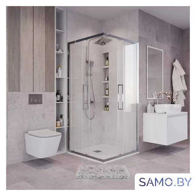 Душевой уголок Grossman Cosmo 90x90x195 300.K33.02.9090.10.00 (хром/прозрачное стекло) - Изображение №7 — Интернет-магазин samo.by