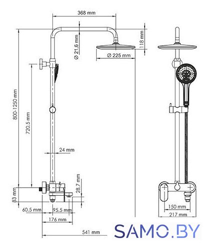 Душевая система  Wasserkraft A18501 - Изображение №8 — Интернет-магазин samo.by