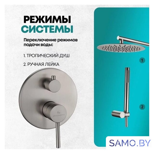 Душевая система  Grocenberg GB5099NK-3 (никель) - Изображение №9 — Интернет-магазин samo.by