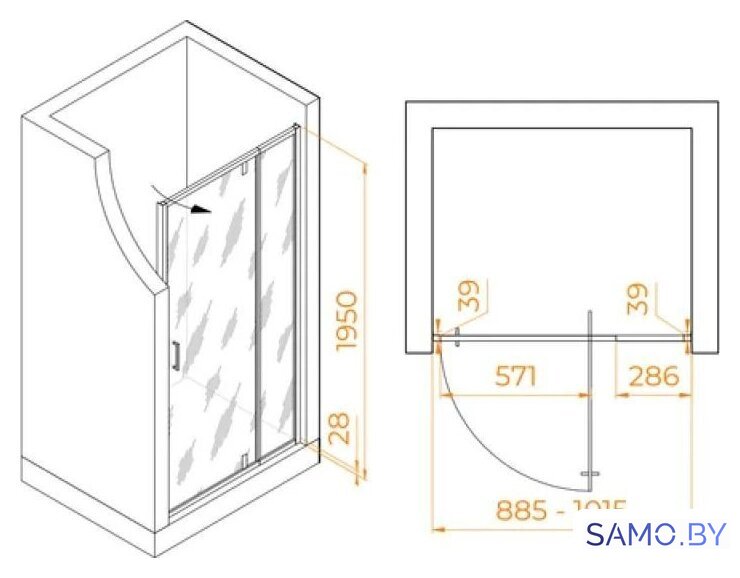 Душевая дверь RGW PA-008B 350800890-24 - Изображение №2 — Интернет-магазин samo.by