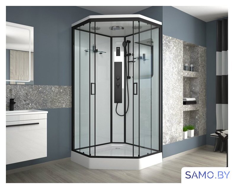 Душевая кабина Niagara NG-6901-01GD Black 90x90x220 (прозрачное стекло) - Изображение №1 — Интернет-магазин samo.by