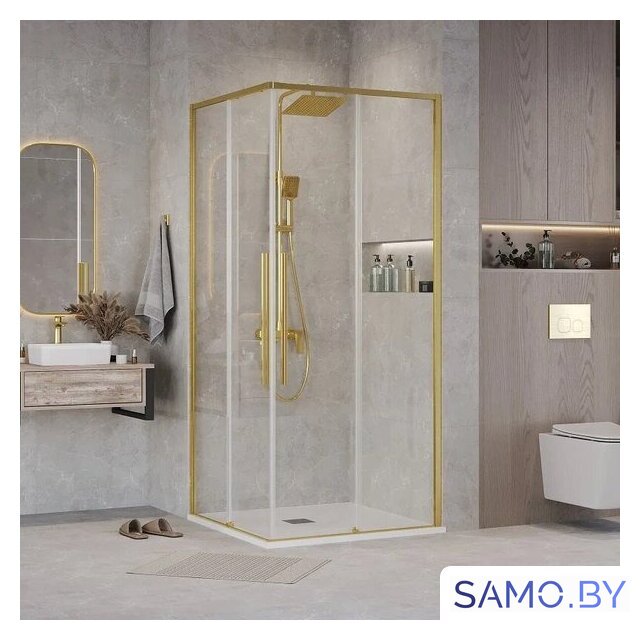 Душевой уголок Grossman Galaxy 100x100x195 300.K33.01.1110.32.00 (золото сатин/прозрачное стекло) - Изображение №6 — Интернет-магазин samo.by