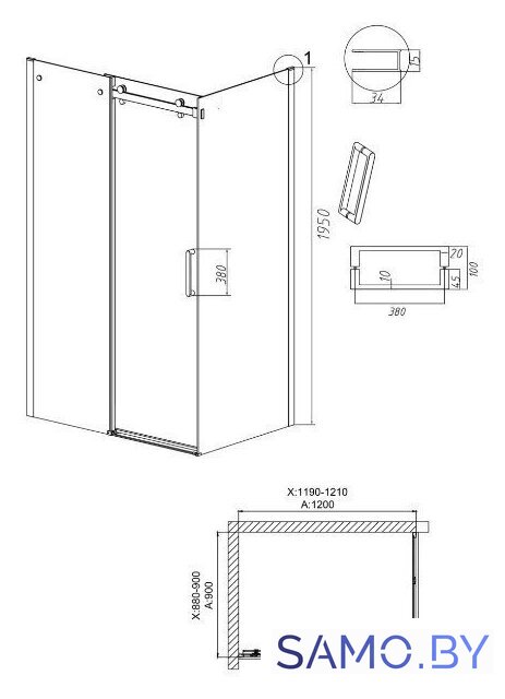 Душевой уголок Grossman Classic 120x90x195 120.K33.04.1290.10.00 (хром/прозрачное стекло) - Изображение №10 — Интернет-магазин samo.by
