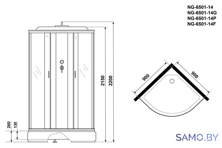 Душевая кабина Niagara NG-6501-14F 90x90x215 - Изображение №3 — Интернет-магазин samo.by