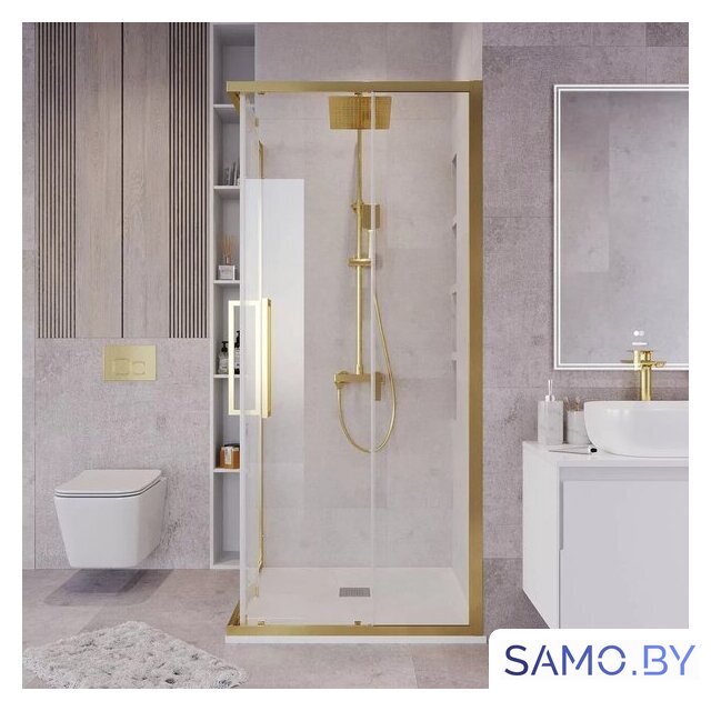 Душевой уголок Grossman Cosmo 80x80x195 300.K33.02.8080.32.00 (золото сатин/прозрачное стекло) - Изображение №9 — Интернет-магазин samo.by