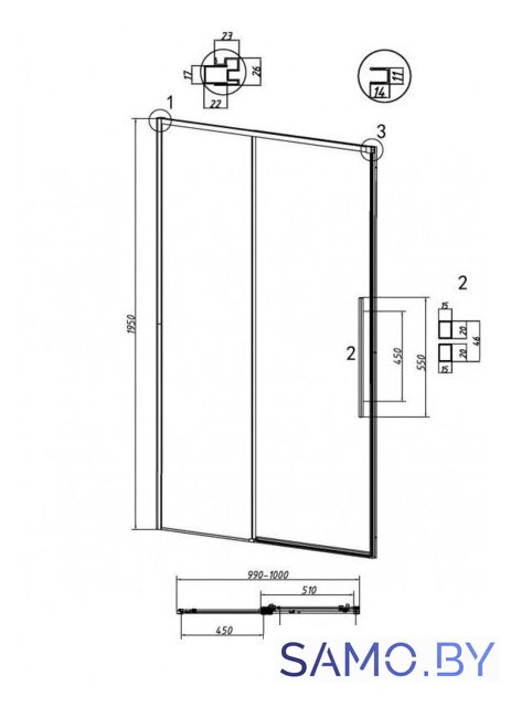 Душевая дверь Grossman Galaxy 100x195 100.K33.01.100.42.10 (графит сатин/стекло тонированное) - Изображение №10 — Интернет-магазин samo.by