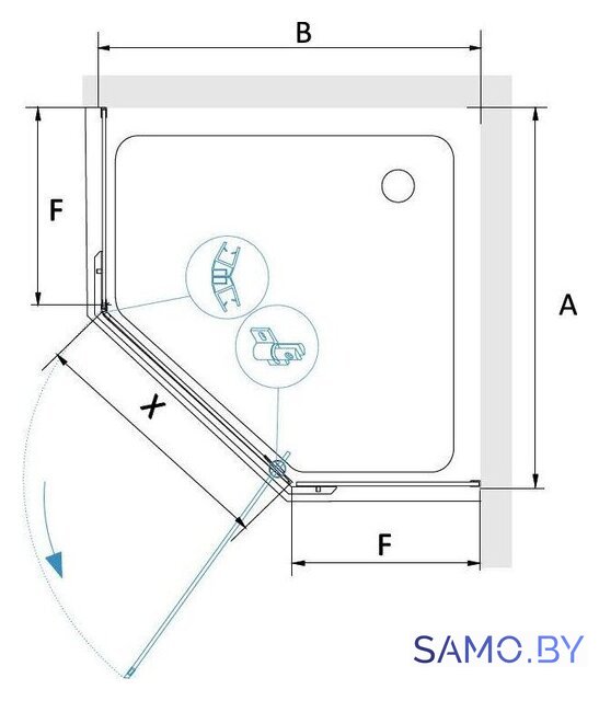 Душевой уголок RGW PA-82 41088299-11 90x90 (хром/прозрачное стекло) - Изображение №2 — Интернет-магазин samo.by