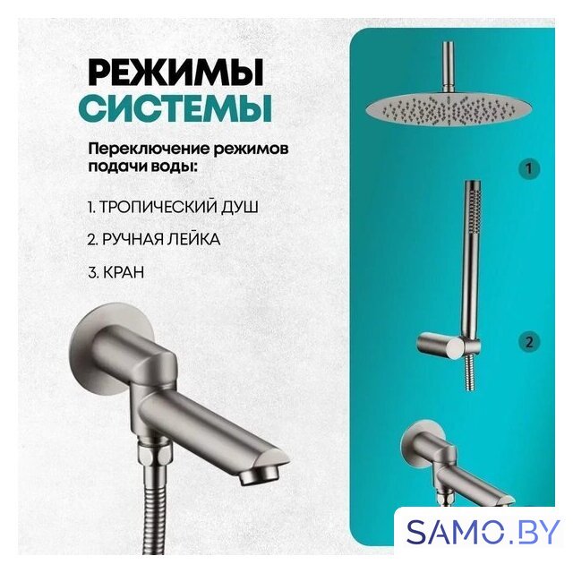 Душевая система  Grocenberg GB5099NK-2 (никель) - Изображение №10 — Интернет-магазин samo.by