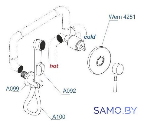 Гигиенический душ Wasserkraft A04200 - Изображение №3 — Интернет-магазин samo.by