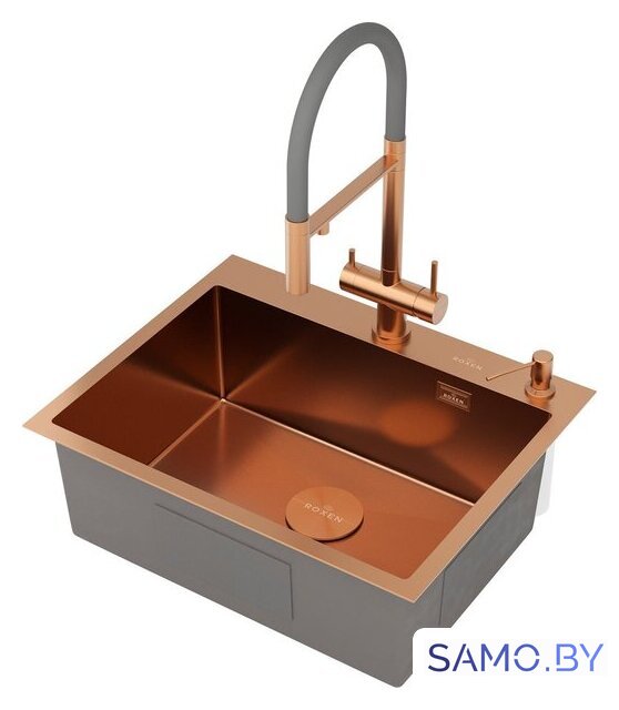 Кухонная мойка Roxen Simple 560220-60BR-V бронза/текстурная PVD покрытие (с коландером и дозатором) - Изображение №11 — Интернет-магазин samo.by