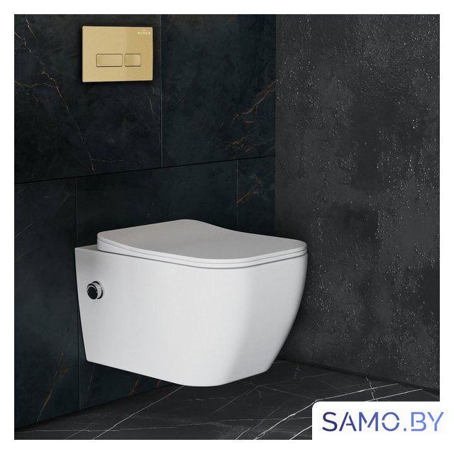 Унитаз подвесной Roxen Cube bidet в комплекте с инсталляцией StounFix Dual Fresh 6 в 1 968095 (кнопка: брашированное золото) - Изображение №8 — Интернет-магазин samo.by