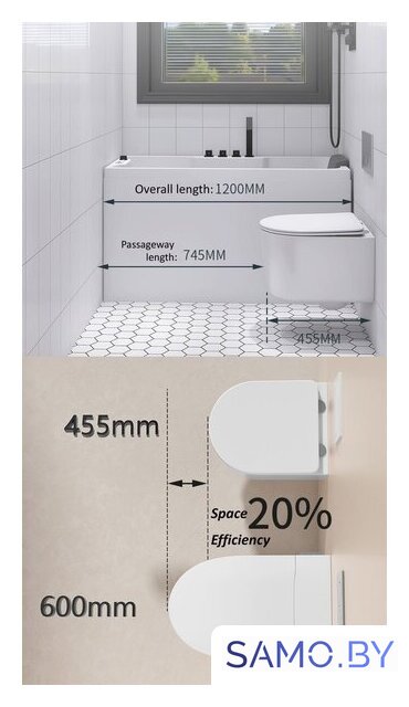 Унитаз подвесной Roxen Simple Compact в комплекте с инсталляцией StounFix Dual Fresh 6 в 1 913681 (кнопка: хром глянец) - Изображение №20 — Интернет-магазин samo.by