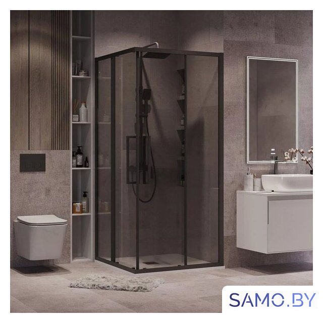 Душевой уголок Grossman Cosmo 80x80x195 300.K33.02.8080.21.10 (черный матовый/тонированное стекло) - Изображение №7 — Интернет-магазин samo.by