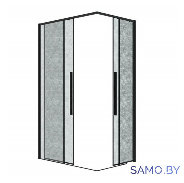 Душевой уголок Grossman Galaxy 90x80x195 300.K33.01.9080.21.02 (черный матовый/шиншилла стекло) - Изображение №2 — Интернет-магазин samo.by