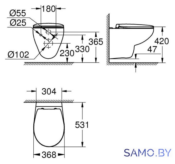 Унитаз подвесной Grohe Bau 39351000 - Изображение №6 — Интернет-магазин samo.by