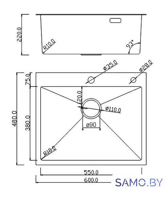 Кухонная мойка Roxen Simple 560220-60 сатин (с коландером и дозатором) - Изображение №15 — Интернет-магазин samo.by