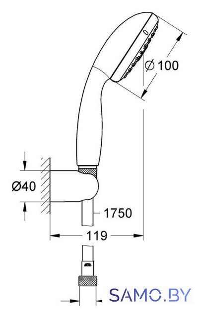 Душевой гарнитур  Grohe New Tempesta 100 27849001 - Изображение №5 — Интернет-магазин samo.by