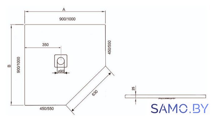 Душевой поддон RGW ST/T-0099G 90x90 - Изображение №2 — Интернет-магазин samo.by