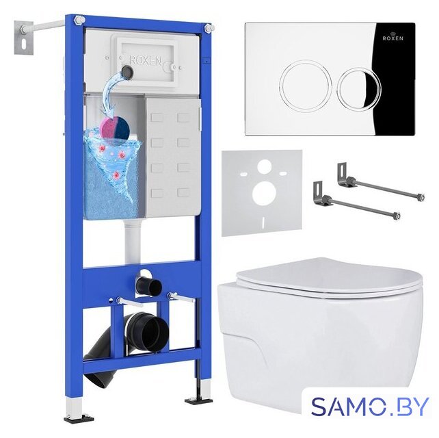 Унитаз подвесной Roxen Porto One Rimless 6 в 1 StounFix Dual Fresh 516917 (кнопка: хром) - Изображение №1 — Интернет-магазин samo.by
