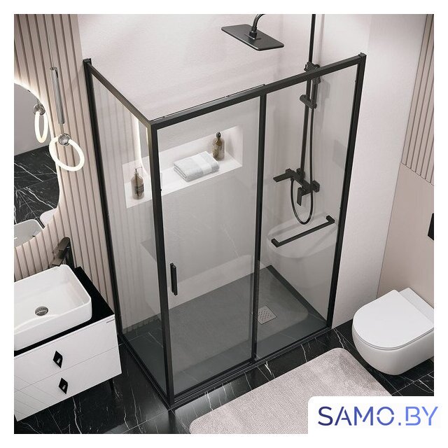 Душевая стенка Grossman Style 70x195 200.K33.05.70.21.00 (черный матовый,стекло прозрачное) - Изображение №3 — Интернет-магазин samo.by