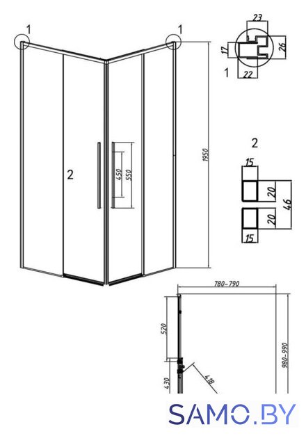 Душевой уголок Grossman Galaxy 100x80x195 300.K33.01.1080.10.00 (хром/прозрачное стекло) - Изображение №11 — Интернет-магазин samo.by