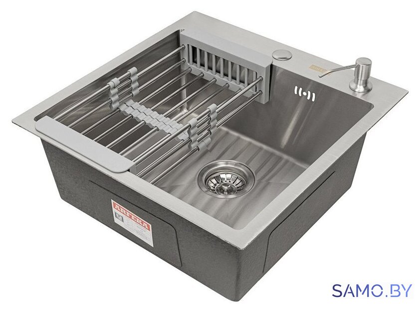 Кухонная мойка ARFEKA ECO AR мойка 500*500, коландер, дозатор SATIN - Изображение №1 — Интернет-магазин samo.by
