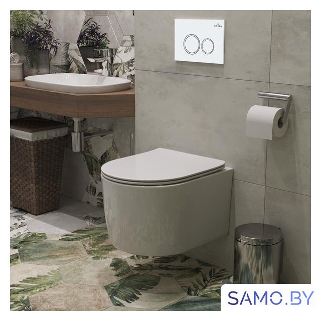 Унитаз подвесной Roxen Simple Compact в комплекте с инсталляцией StounFix Dual Fresh 6 в 1 906789 (кнопка: белый глянец) - Изображение №15 — Интернет-магазин samo.by