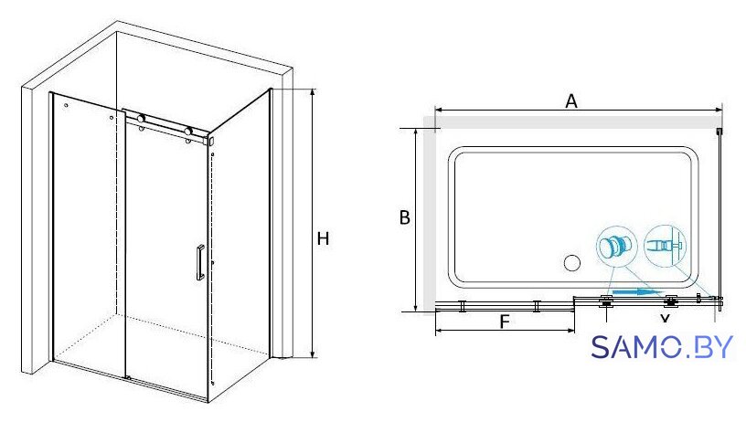 Душевой уголок RGW TO-44B (TO-14B + Z-050-2B) 02074429-14 120x90 (черный/прозрачное стекло) - Изображение №2 — Интернет-магазин samo.by