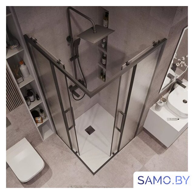 Душевой уголок Grossman Cosmo 80x80x195 300.K33.02.8080.21.02 (черный матовый/шиншилла стекло) - Изображение №10 — Интернет-магазин samo.by