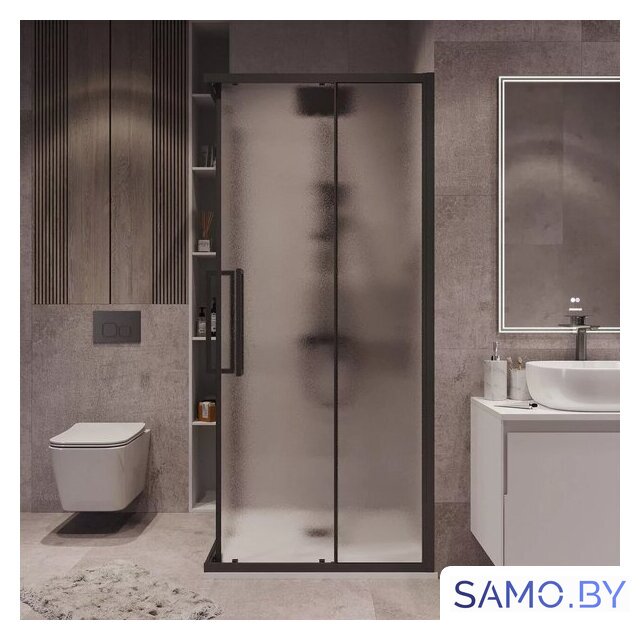 Душевой уголок Grossman Cosmo 80x80x195 300.K33.02.8080.21.02 (черный матовый/шиншилла стекло) - Изображение №8 — Интернет-магазин samo.by