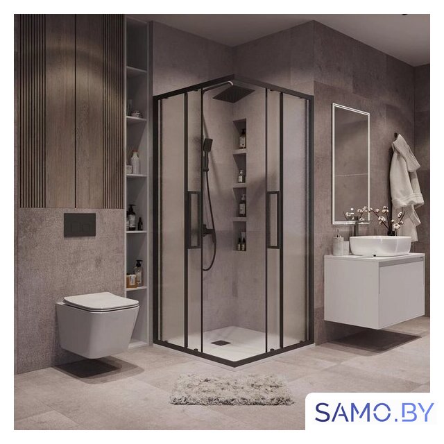 Душевой уголок Grossman Cosmo 80x80x195 300.K33.02.8080.21.02 (черный матовый/шиншилла стекло) - Изображение №9 — Интернет-магазин samo.by
