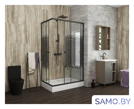 Душевой уголок Niagara NG-018-14Q Black 100x80x195 (мозаика стекло) - Изображение №4 — Интернет-магазин samo.by