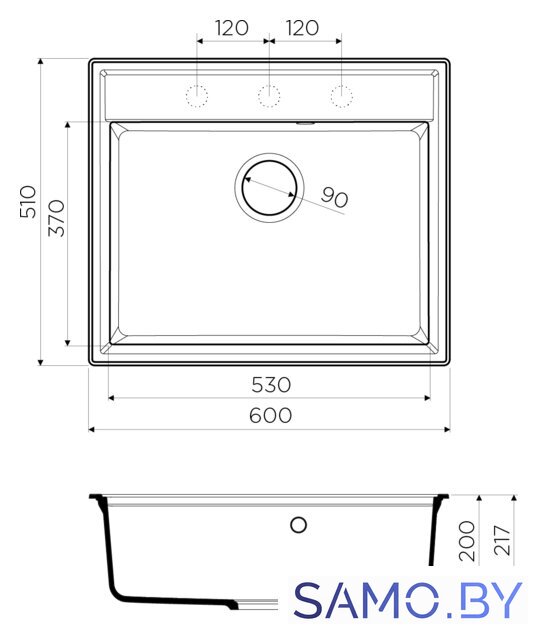 Кухонная мойка Omoikiri Daisen 60 BL - Изображение №2 — Интернет-магазин samo.by