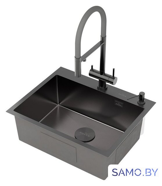 Кухонная мойка Roxen Simple 560220-60B-V графит/текстурная PVD покрытие (с коландером и дозатором) - Изображение №10 — Интернет-магазин samo.by