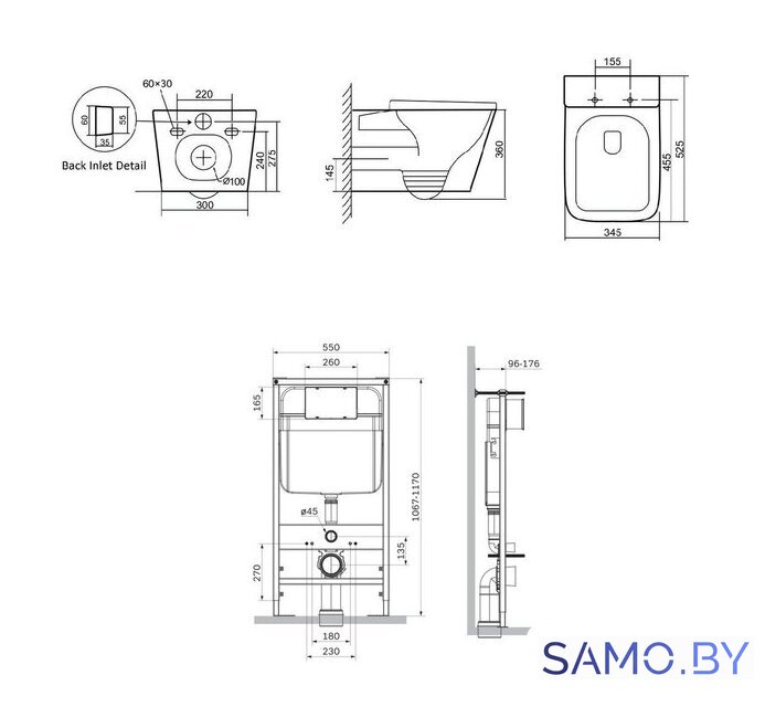 Унитаз подвесной SantiLine SL-5027MB+SL-04 - Изображение №2 — Интернет-магазин samo.by