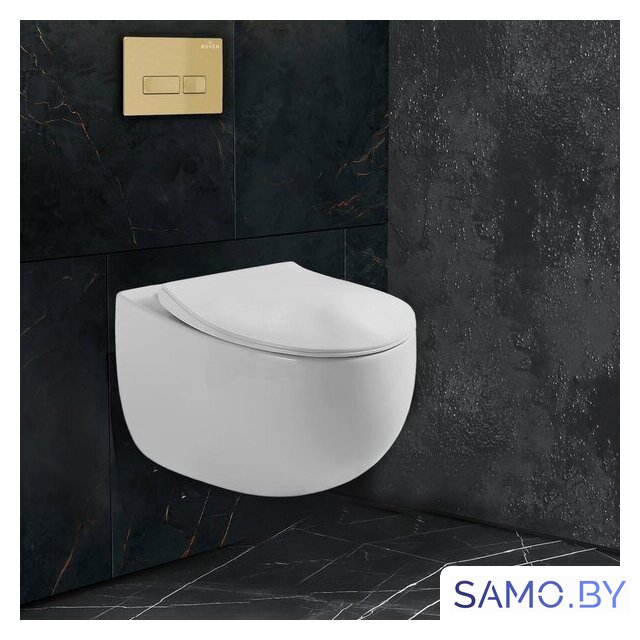 Унитаз подвесной Roxen Egg в комплекте с инсталляцией StounFix Dual Fresh 6 в 1 968085 (кнопка: брашированное золото) - Изображение №9 — Интернет-магазин samo.by