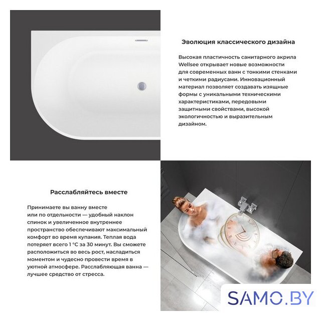 Ванна Wellsee Excellence Pro 180x80 28760402R (пристенная ванна белый глянец, экран, ножки, сифон-автомат глянцевый белый) - Изображение №5 — Интернет-магазин samo.by