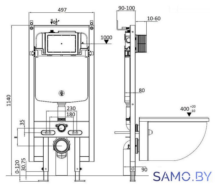Унитаз подвесной WeltWasser Amberg 497 + Merzbach 043 GL-WT + Amberg RD-CR - Изображение №3 — Интернет-магазин samo.by