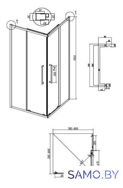 Душевой уголок Grossman Cosmo 80x80x195 300.K33.02.8080.21.00 (черный матовый/прозрачное стекло) - Изображение №11 — Интернет-магазин samo.by