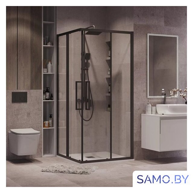 Душевой уголок Grossman Cosmo 80x80x195 300.K33.02.8080.21.00 (черный матовый/прозрачное стекло) - Изображение №7 — Интернет-магазин samo.by
