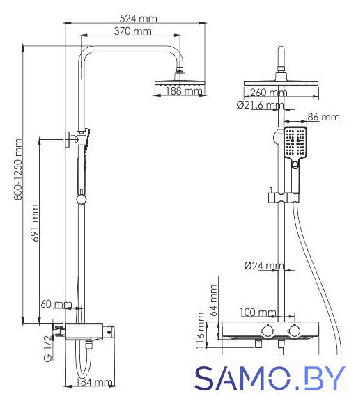 Душевая система  Wasserkraft A11401 - Изображение №13 — Интернет-магазин samo.by