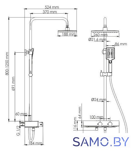 Душевая система  Wasserkraft A11401 - Изображение №22 — Интернет-магазин samo.by