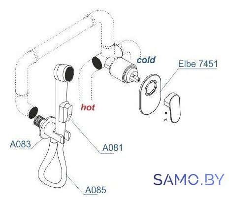 Гигиенический душ Wasserkraft A117451 - Изображение №4 — Интернет-магазин samo.by
