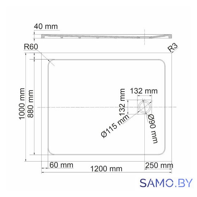 Душевой поддон Wasserkraft Neime 19T10 - Изображение №2 — Интернет-магазин samo.by